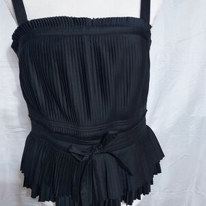 White House Black Market Pleated Black Camisole